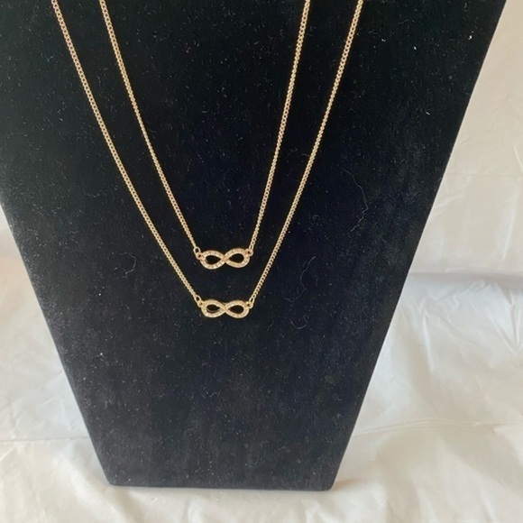 To Infinity Two Layer Necklace Gold Tone - Picture 2 of 10